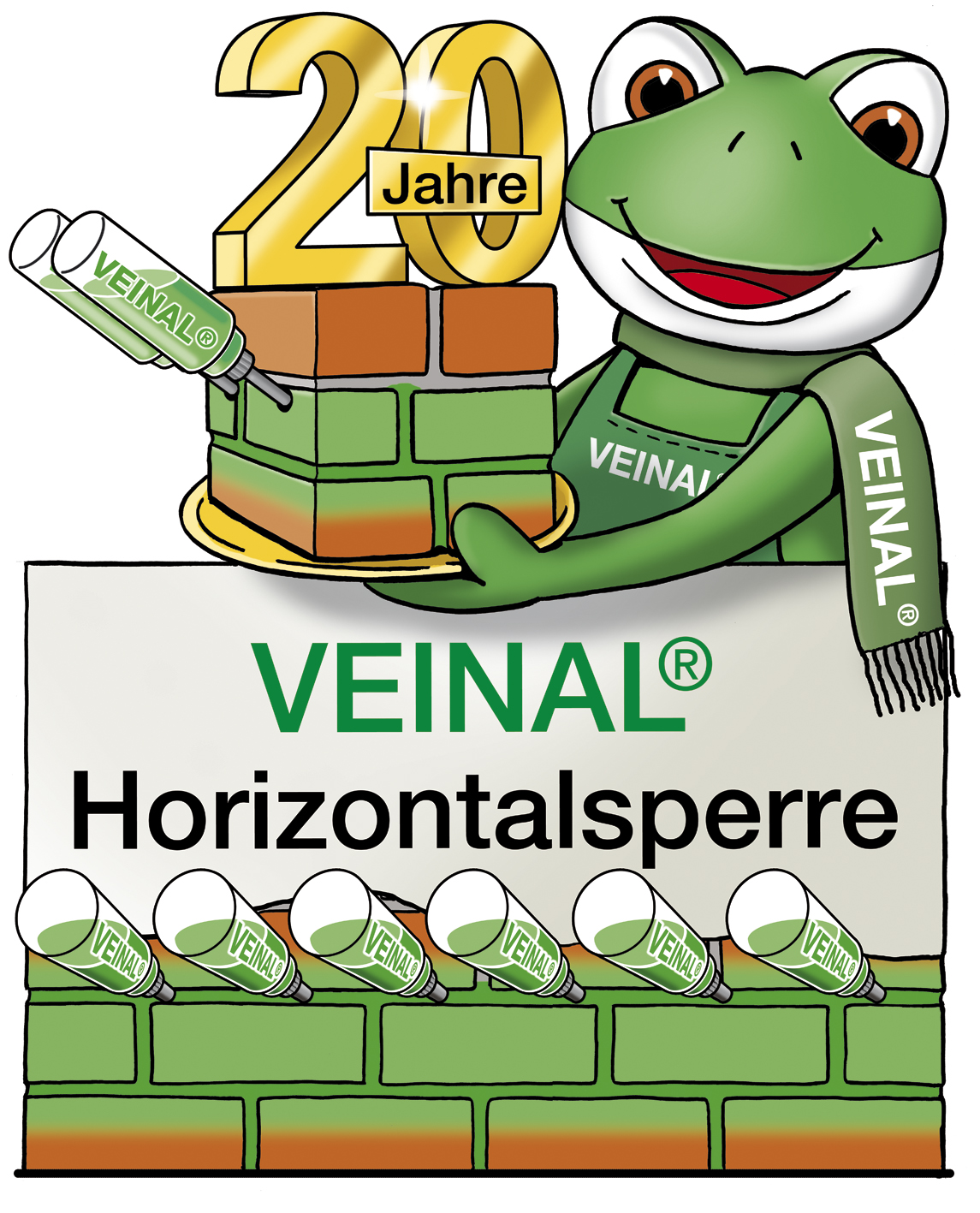 VEINAL | Soforthilfe bei Feuchteschäden durch VEINAL Abdichtungssysteme – 20 Jahre Garantie Veinal Frosch 20 Jahre Horizontalsperre