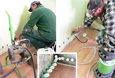 Die Veinal-Silikonharzlösung wird in Bohrlöcher injiziert, mit oder ohne Druck.